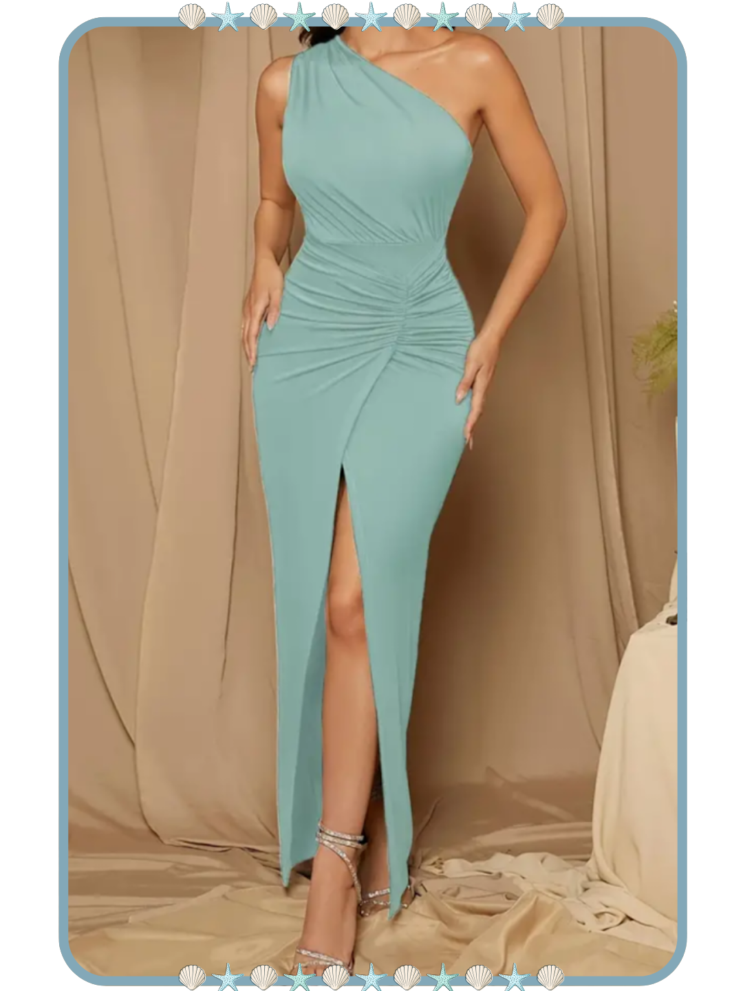 Vestido Largo para Mujer Azul Aqua con Un Solo Tirante