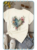 Camiseta para Mujer con Corazón de Flores