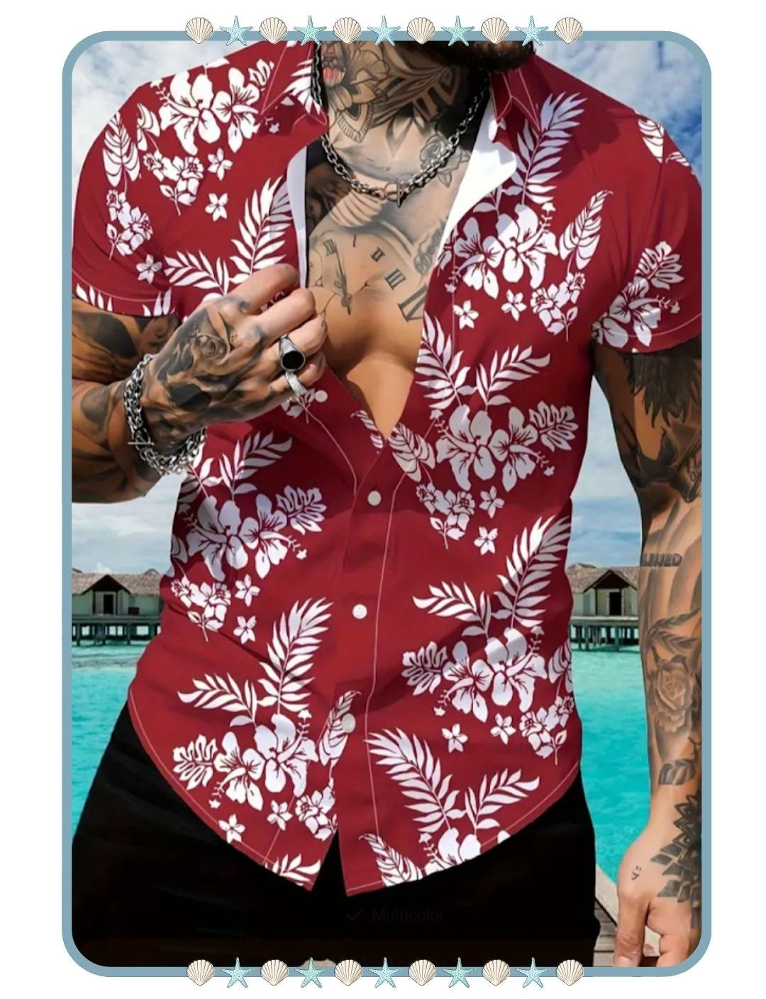 Camisa de Hombre Color Rojo Tropical