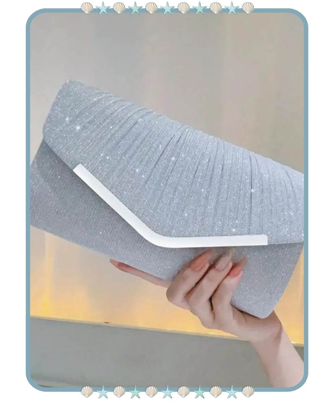 Clutch de Mujer Plateado con Destellos