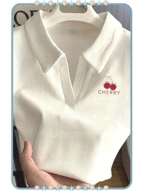 Camisa casual de mujer con escote en V y manga corta
