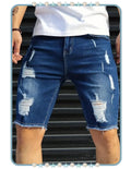 Short de Jean Azul Oscuro Rasgado de Hombre
