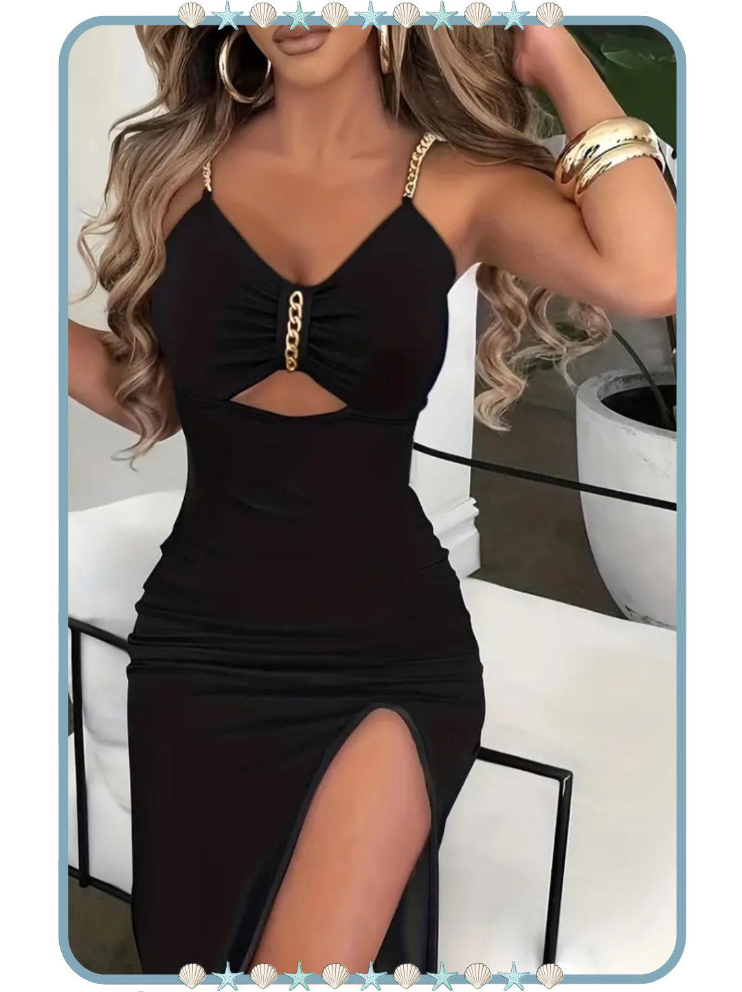 Vestido Largo para Mujer Negro con Detalle de Abertura