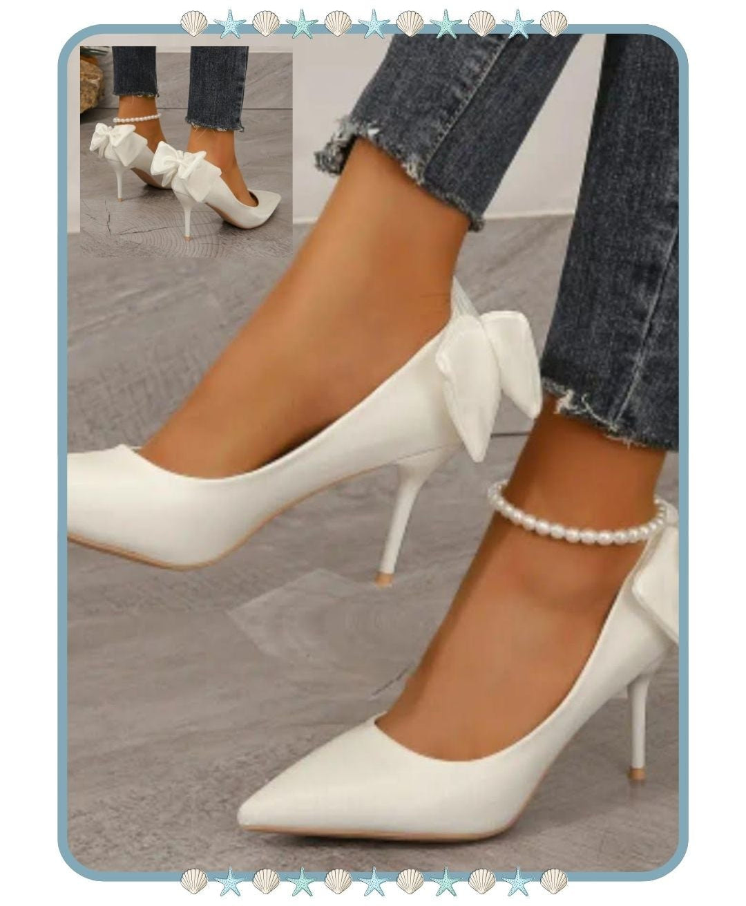 Tacones de Mujer Blancos con Moño