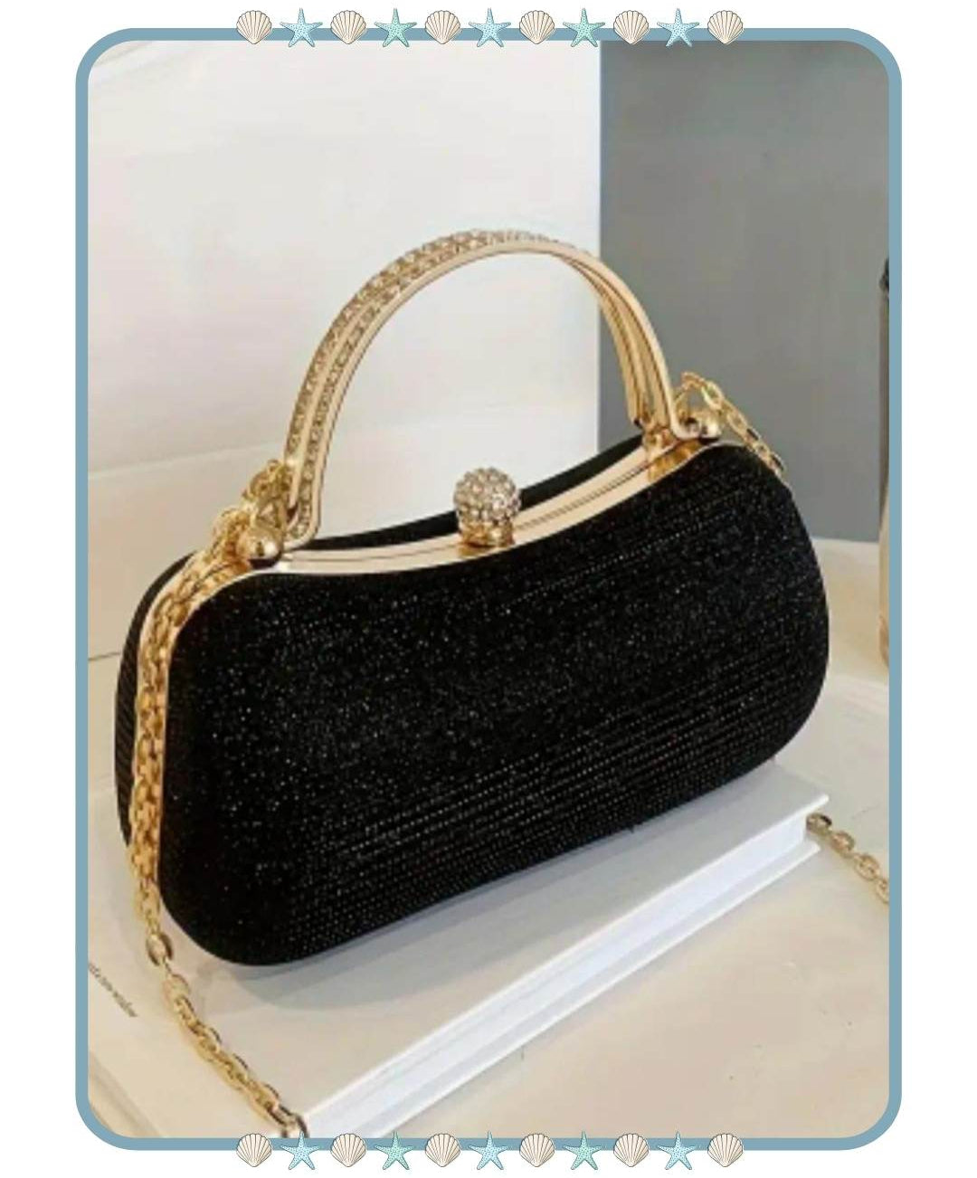 Bolso de Mujer Negro con Detalles Dorados