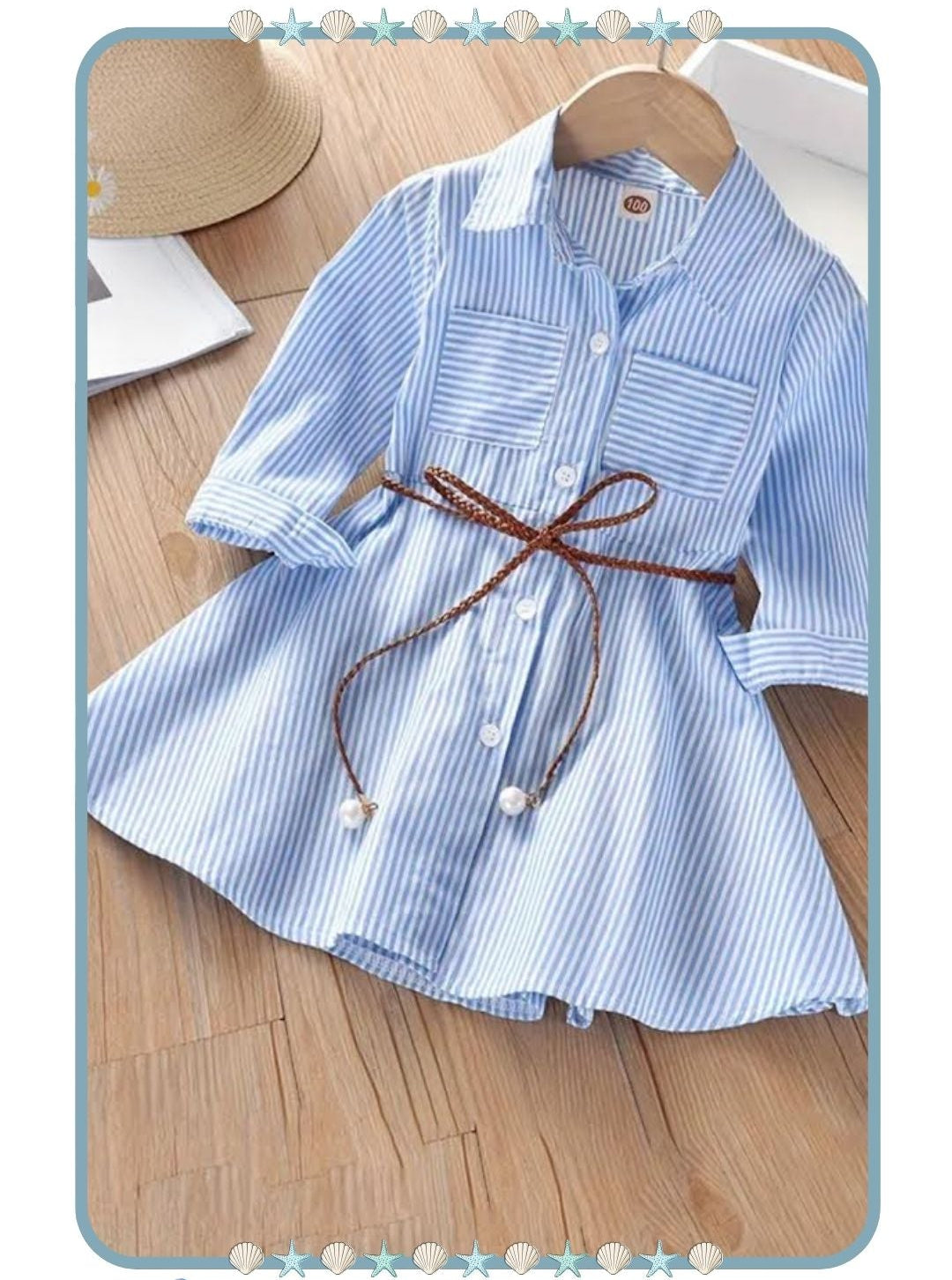 Vestido de Niña Azul a Rayas