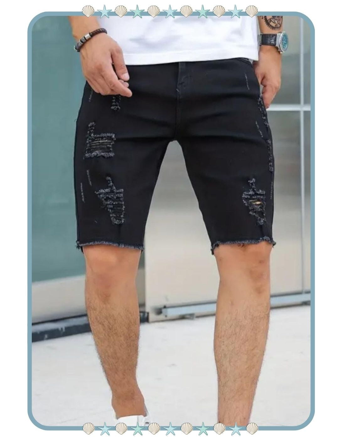 Short Negro Rasgado de Hombre