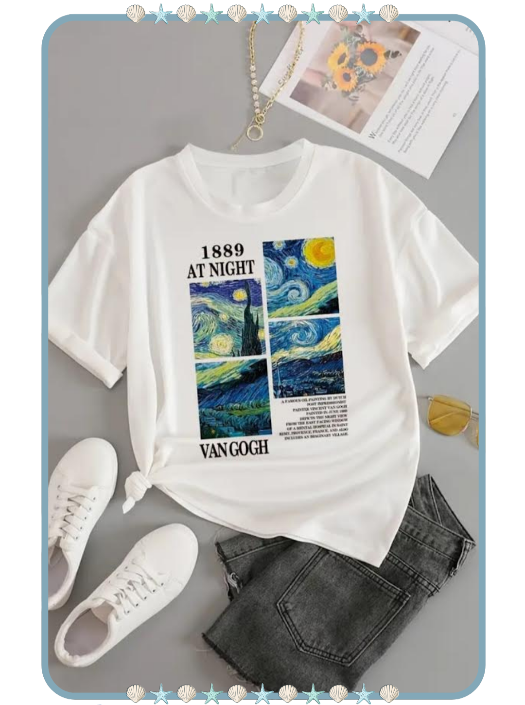 Camiseta para Mujer con Diseño de Van Gogh