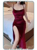 Vestido Largo para Mujer Vino Aterciopelado
