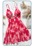 Vestido Corto para Mujer Rosa con Estampado de Mariposas