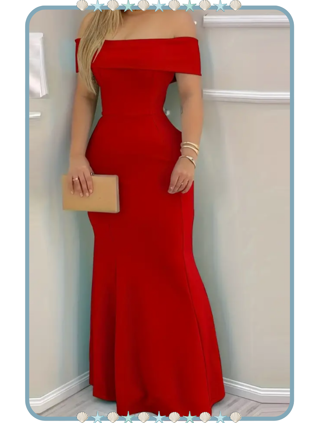 Vestido Largo para Mujer Rojo Estilo Sirena