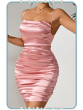 Vestido Corto para Mujer Rosa Satinado