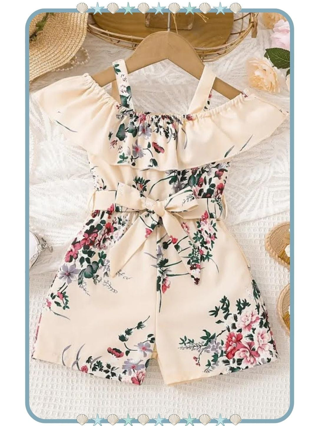 Enterizo de Niña Beige con Estampado Floral