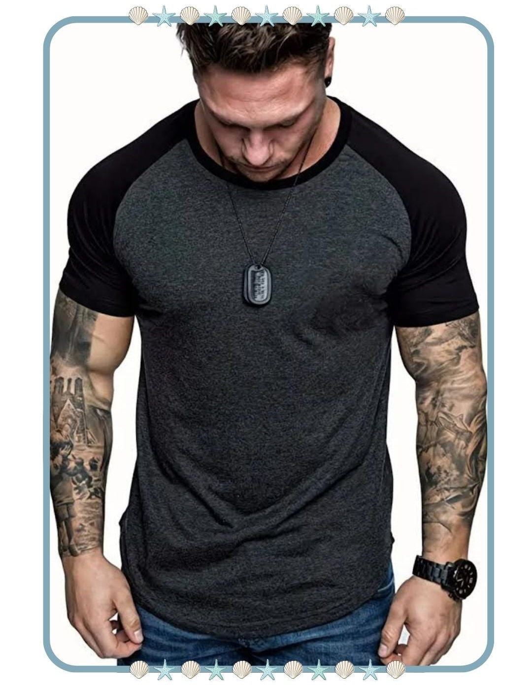 Camiseta de Hombre Gris y Negra