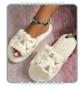 Pantuflas de Mujer Blancas con Detalles Dorados