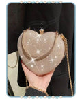 Bolso de Mujer Dorado Corazón con Destellos