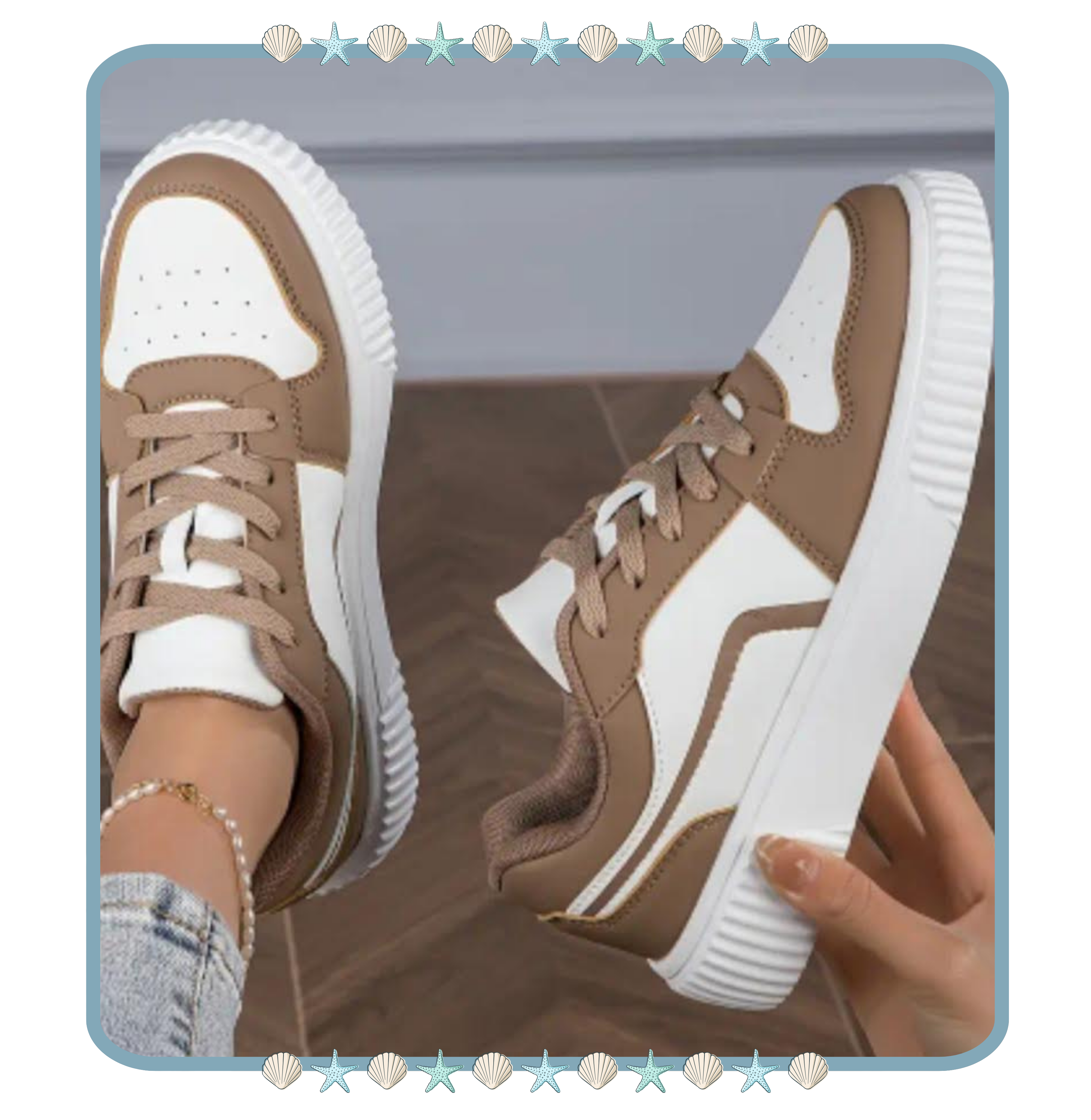 Tenis de Mujer Café y Blanco