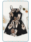Enterizo de Niña Negro con Estampado Tropical