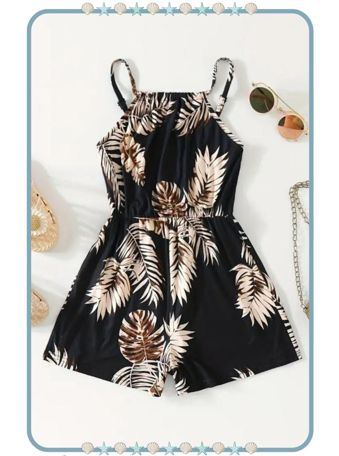 Enterizo de Niña Negro con Estampado Tropical