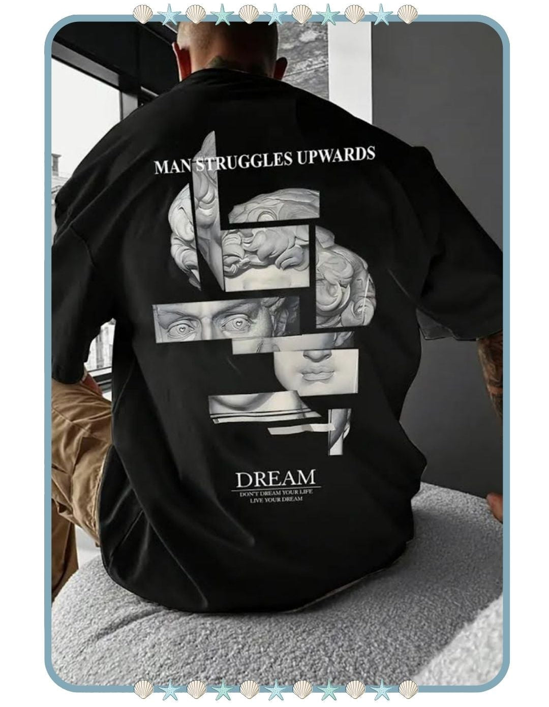 Camiseta de Hombre Negra con Estampado Dream